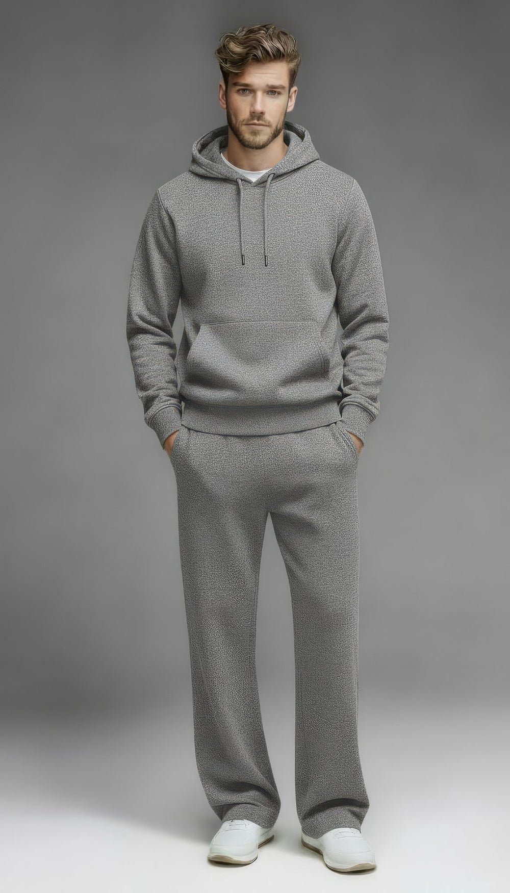 Modern Fold men's heavyweight fleece hoodie in Black – 300 GSM classic fit pullover, front view